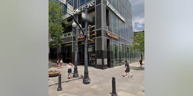 A Wells Fargo bank branch in Salt Lake City, Utah where a man allegedly stole $1 and waited for the police to arrive so he could be arrested. 