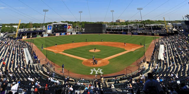 Una vista general durante un partido entre los Yankees de Nueva York y los Azulejos de Toronto en el George M. Steinbrenner Field el 24 de marzo de 2021 en Tampa, Florida. 