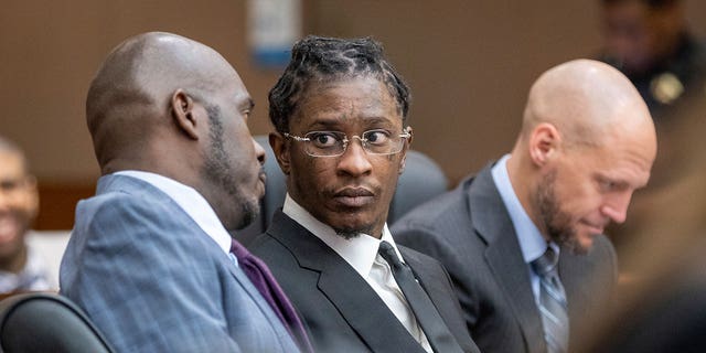 Young Thug, whose real name is Jeffery Williams, is seen at a hearing in Atlanta, Georgia, on Dec. 22, 2022. The judge overseeing the case has ordered an investigation after a video of an interview with a witness was posted online. 