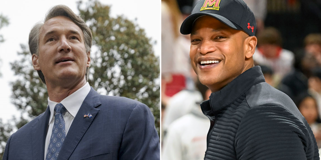 Gubernur Virginia Genn Youngkin, R, dan Gubernur Maryland Wes Moore, D, setuju untuk memainkan permainan bola basket yang dapat menentukan di mana rumah baru markas FBI akan berada.
