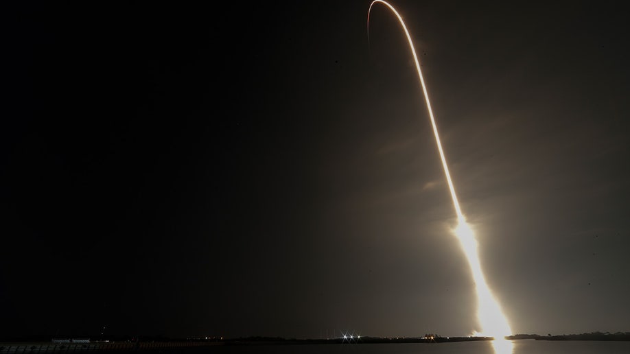 A far away view of the Crew-6 launch