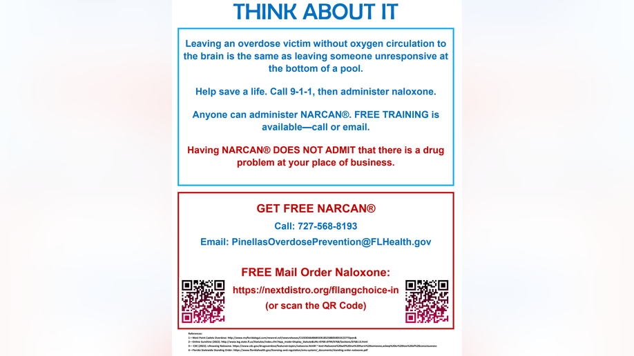 Fact sheet informing spring breakers about free narcan