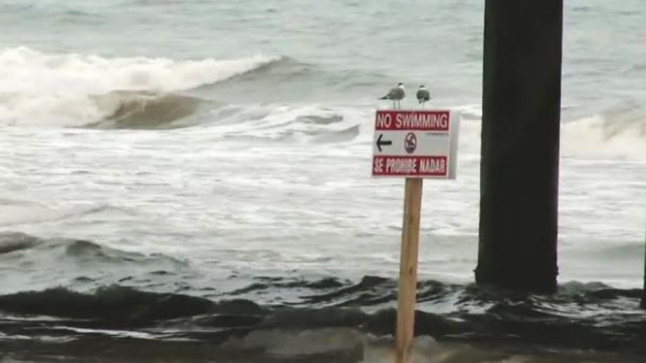No swimming Pleasure Pier sign