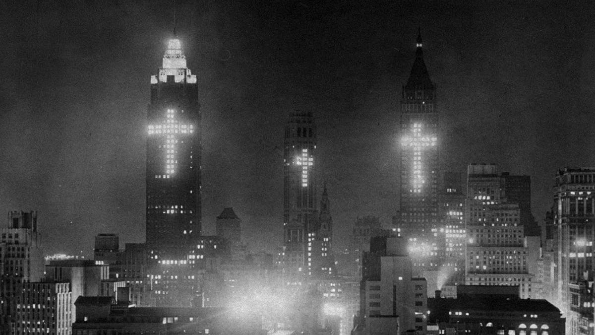 NYC skyscrapers with crosses