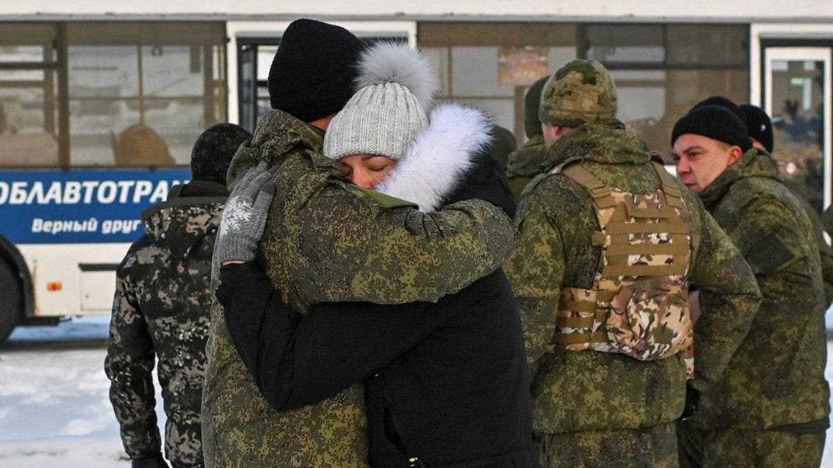 Russia soldier says goodbye to family