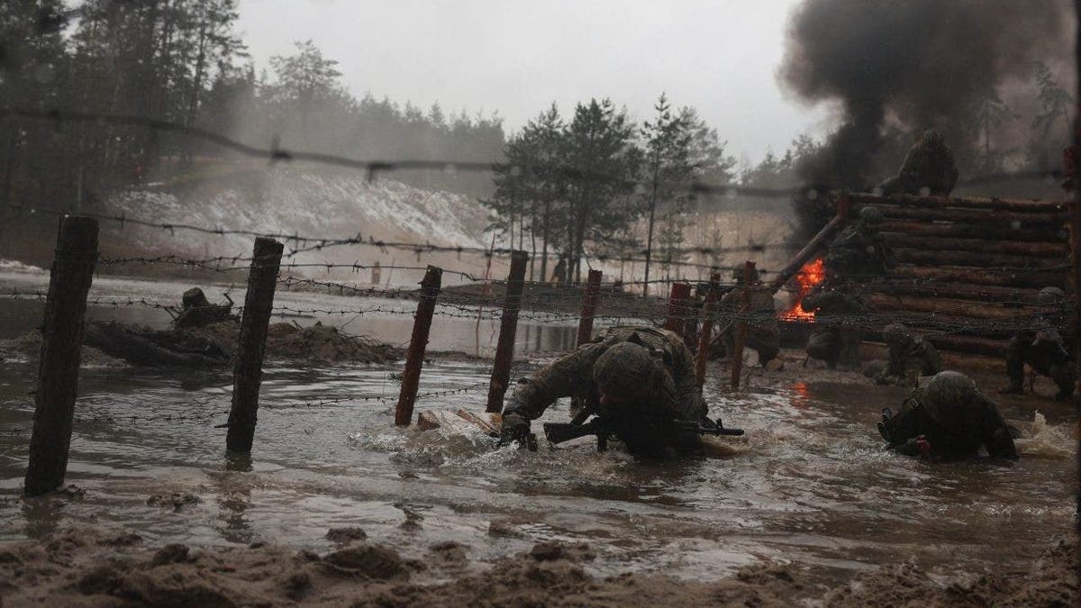 Ukrainian soldiers in training