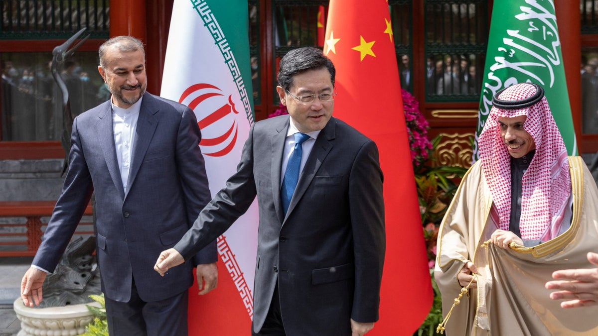 Iranian, Chinese, and Saudi officials at diplomatic gathering