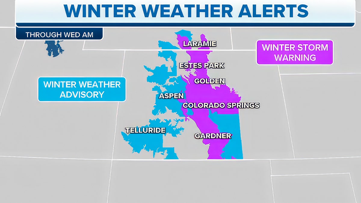 Fox Weather map showing winter storms