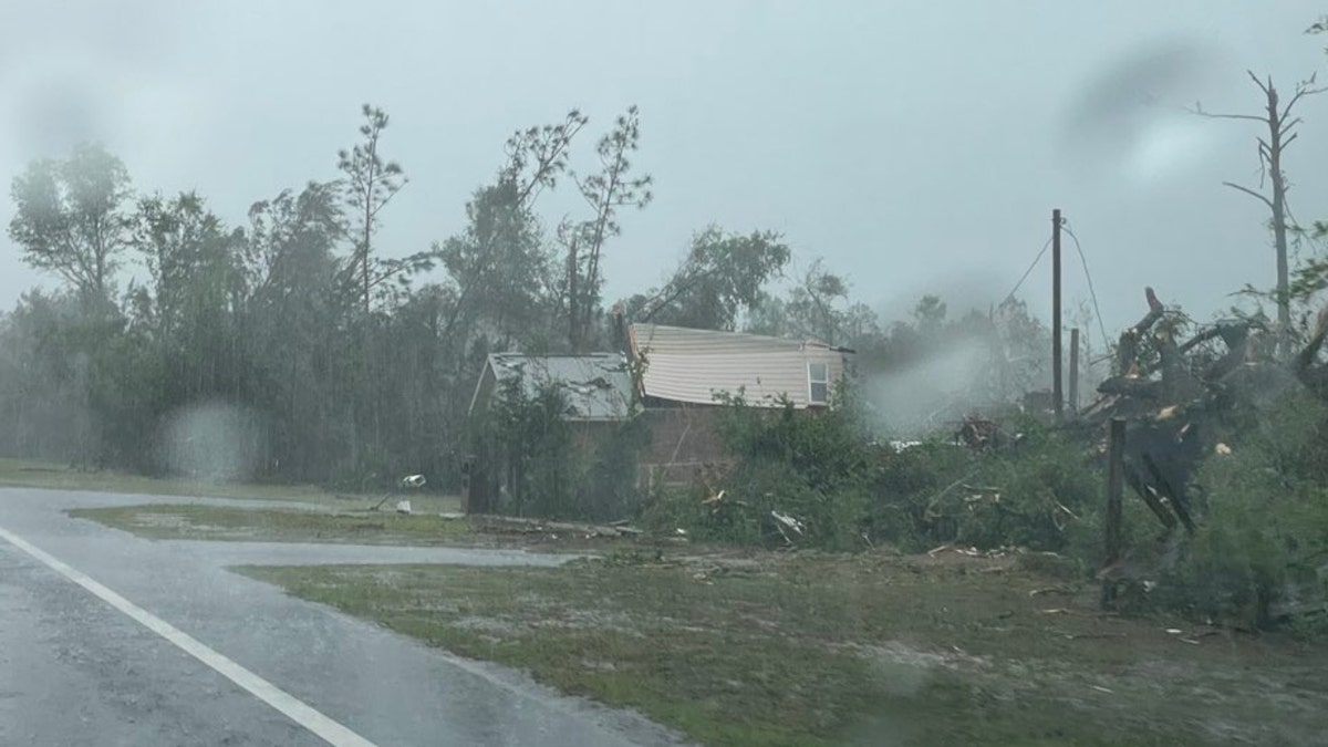 Destruction from the twister in Liberty County