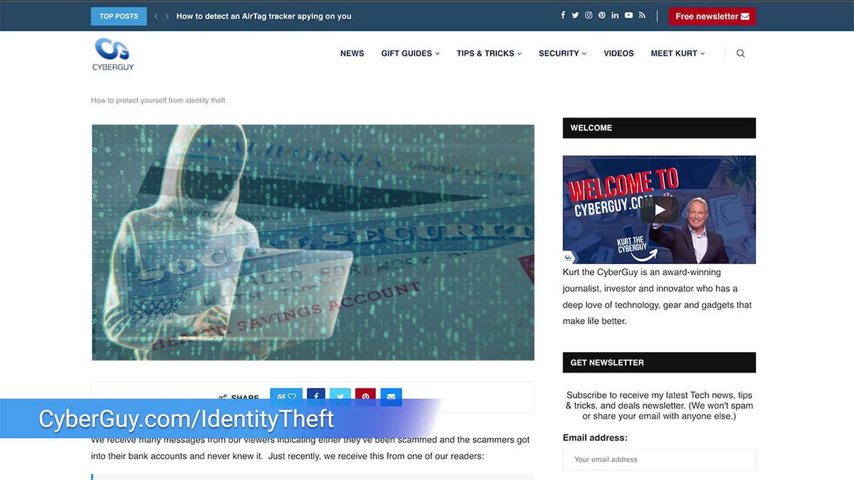 Screenshot of Cyberguy website