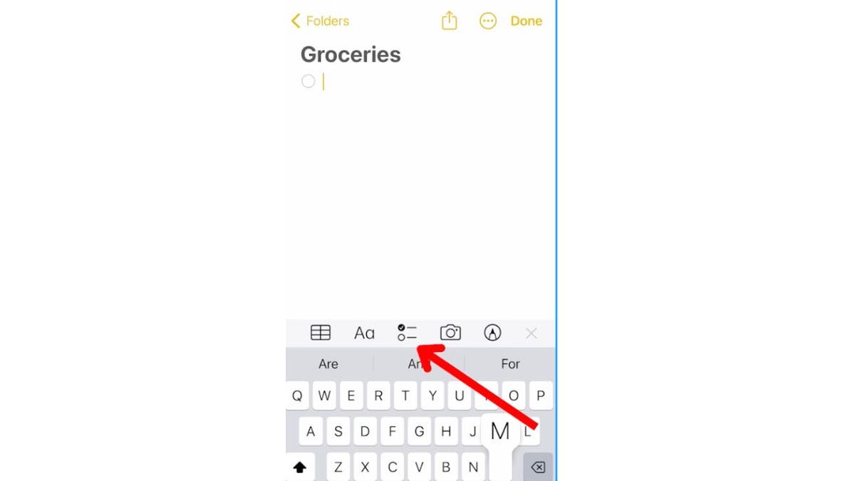 Screenshot of the Notes app.