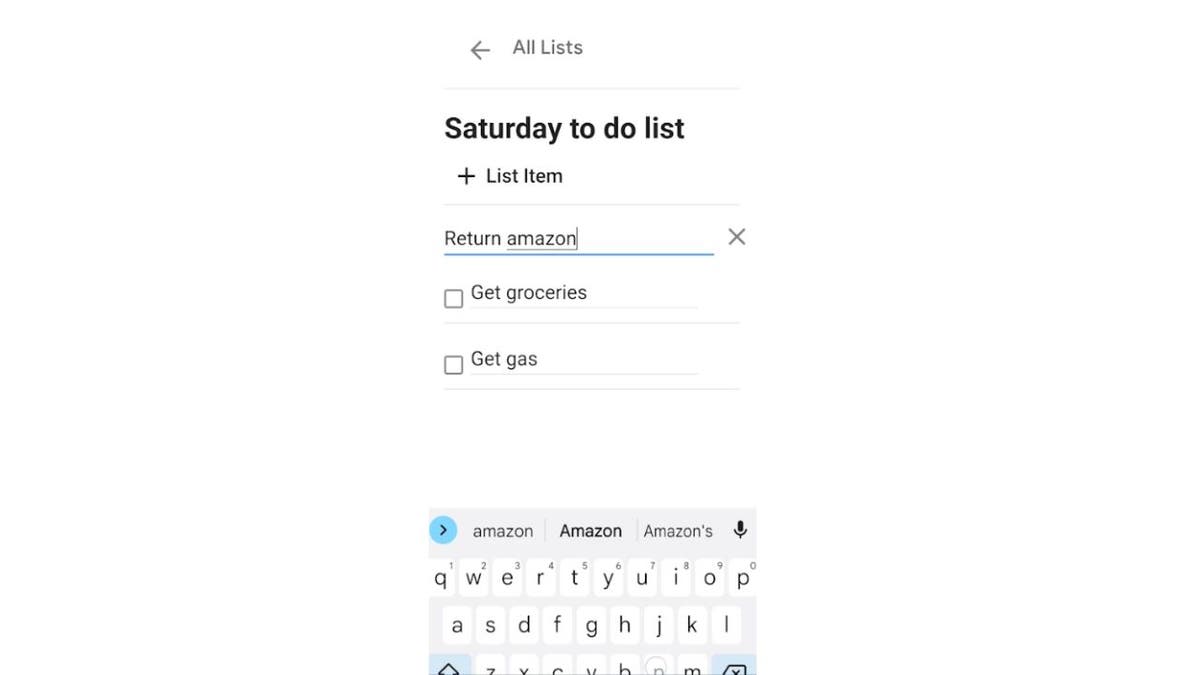 Screenshot of a to-do list in Andriod.