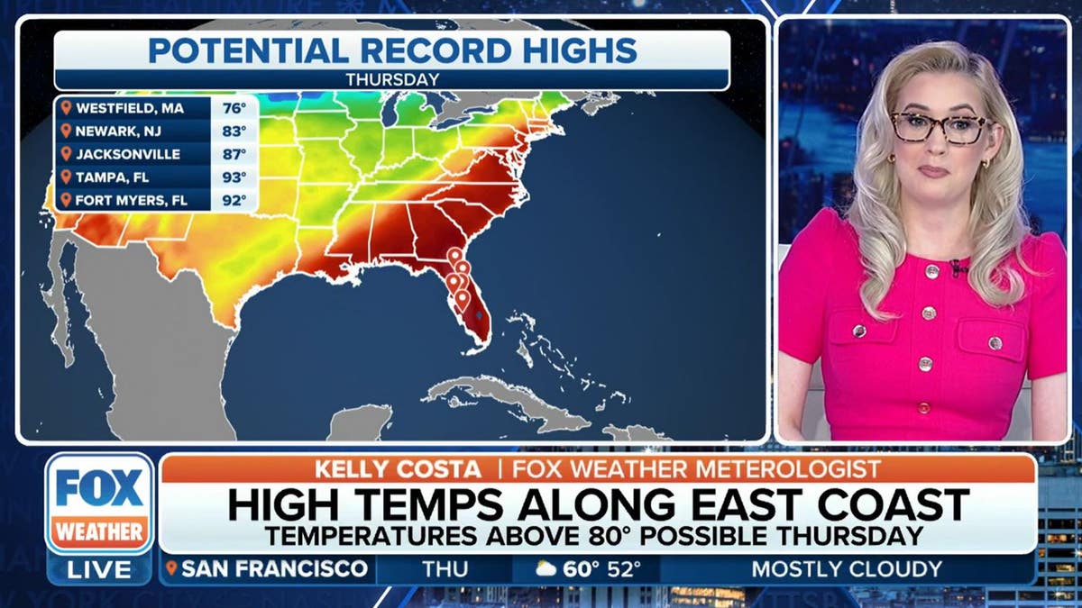 FOX Weather map showing hot temperatures