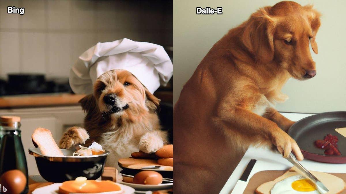 Golden retrievers cooking 