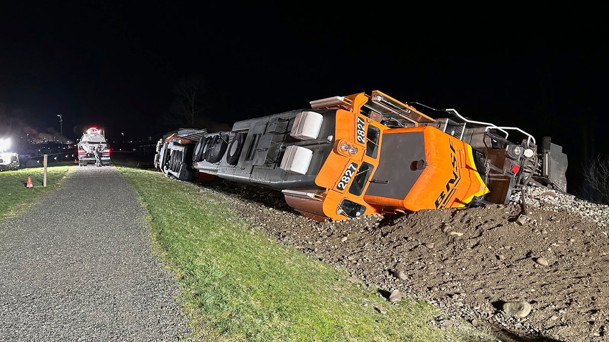 A derailed train