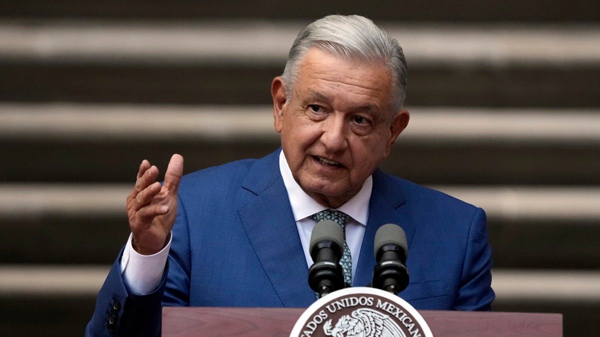 Andrés Manuel López Obrador at podium