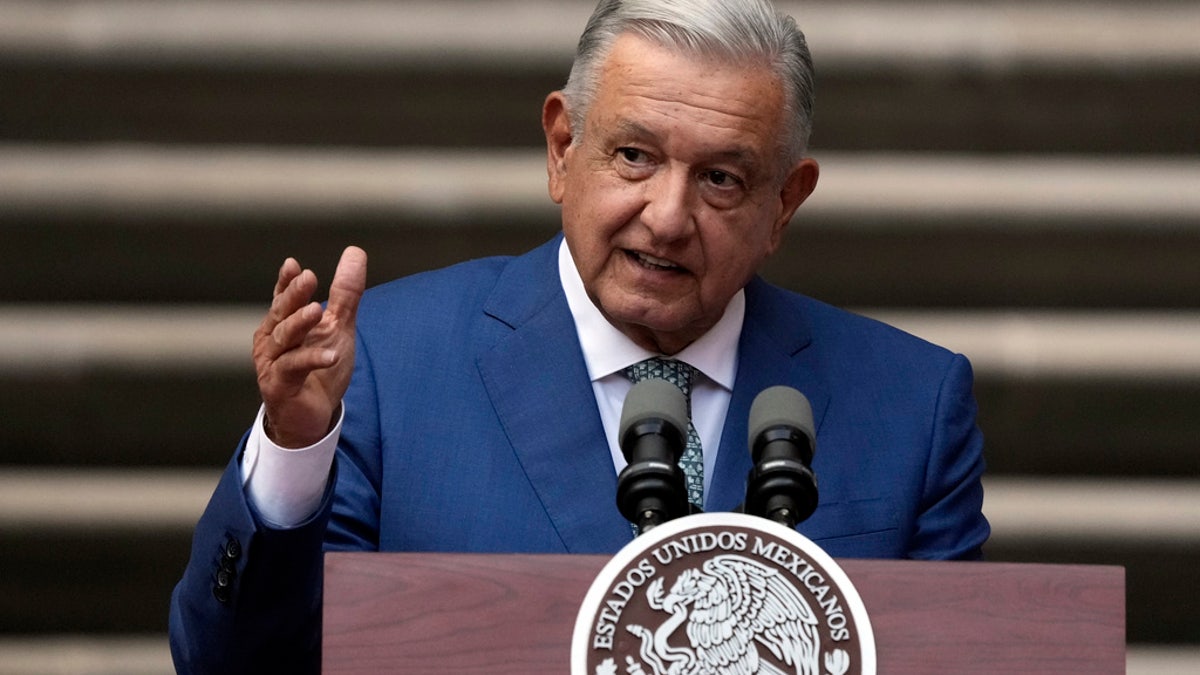 Andrés Manuel López Obrador at podium