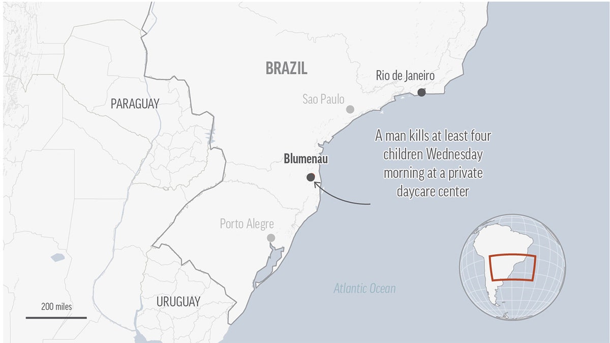 Map of Brazil where day care attack occurred