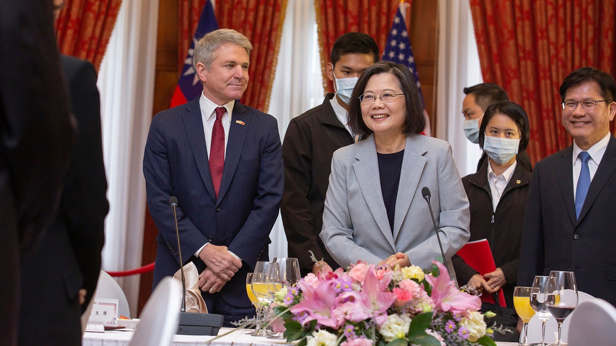 U.S. and Taiwanese leaders standing