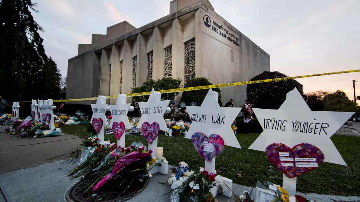 Memorial outside of synagogue