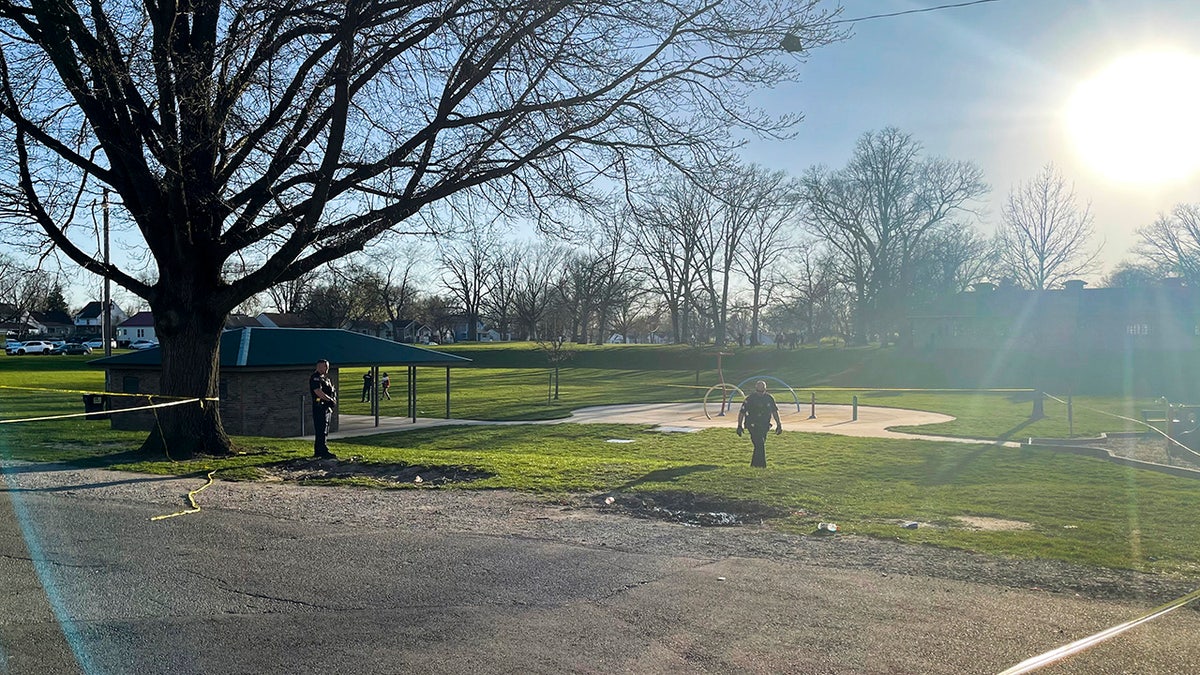 The park seen after a shooting at a memorial for a homicide victim