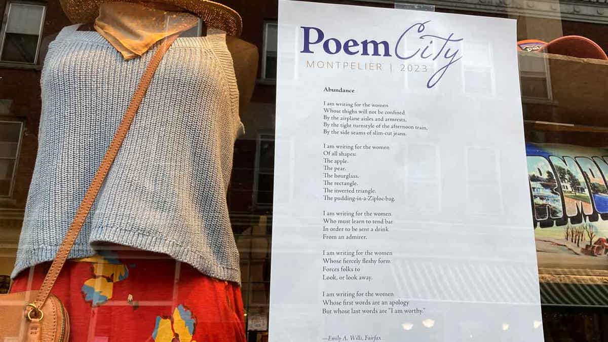 poem in storefront window