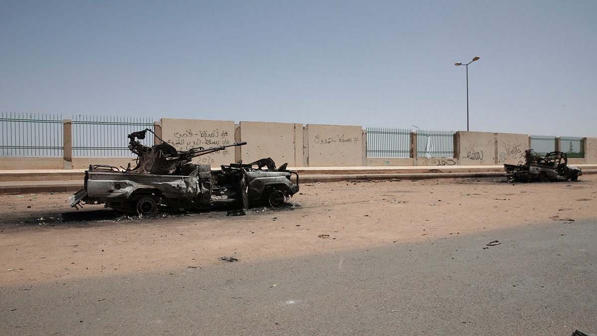 Destroyed military vehicles