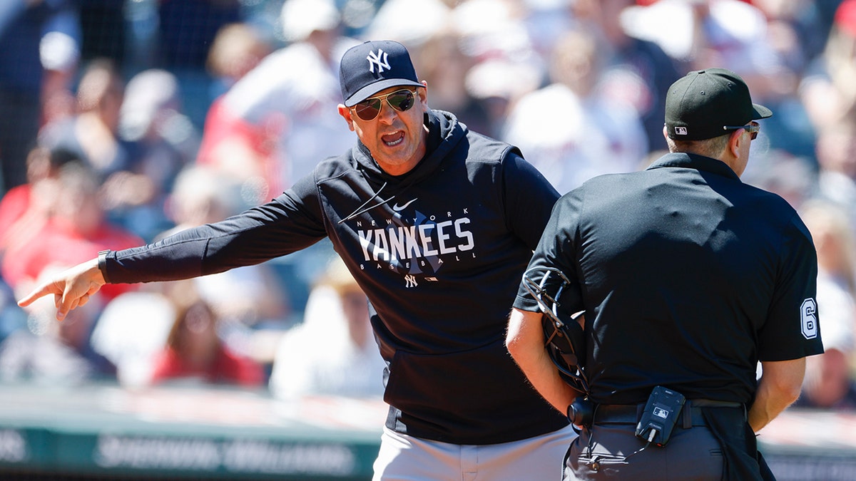 Aaron Boone yells at umpire