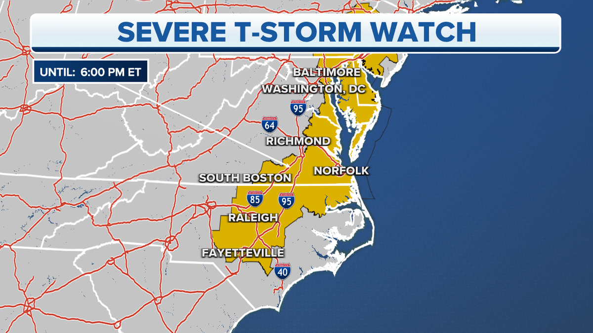 Severe Thunderstorm Watch map