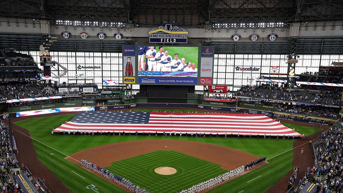 Flag ceremony at American Family Field