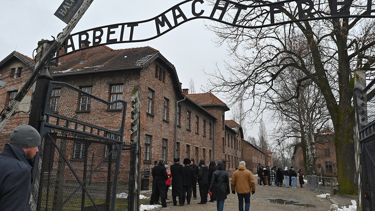 Visitors in Auschwitz in Poland in 2023