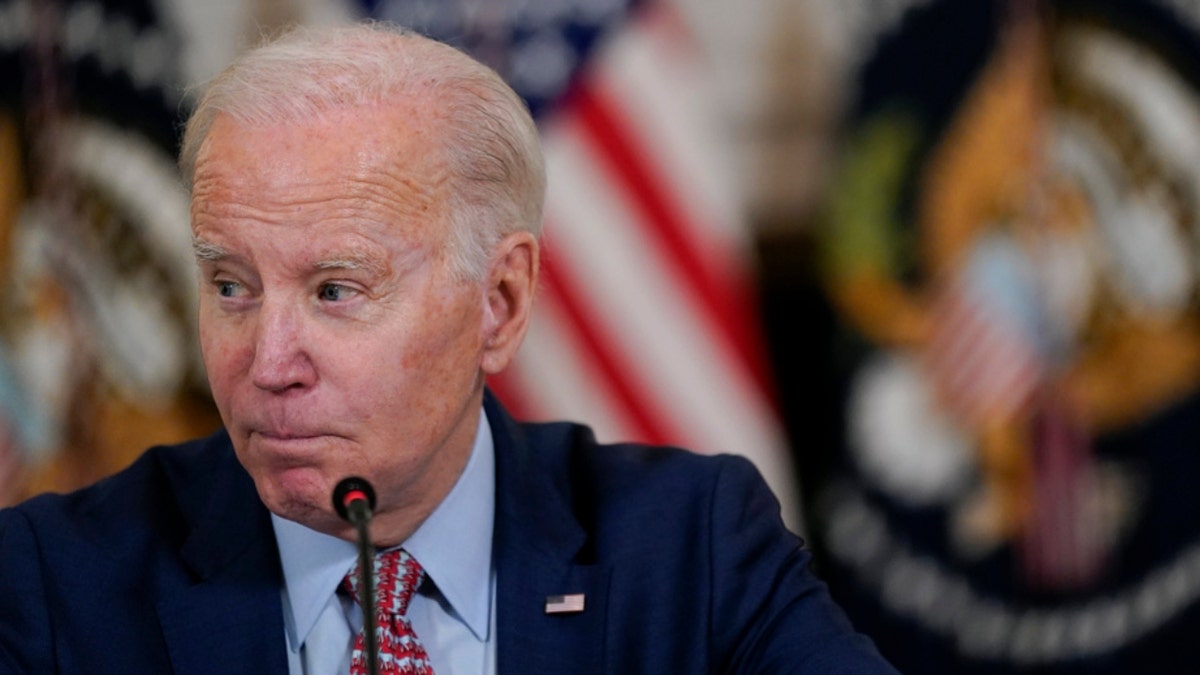 President Joe Biden speaks during a meeting