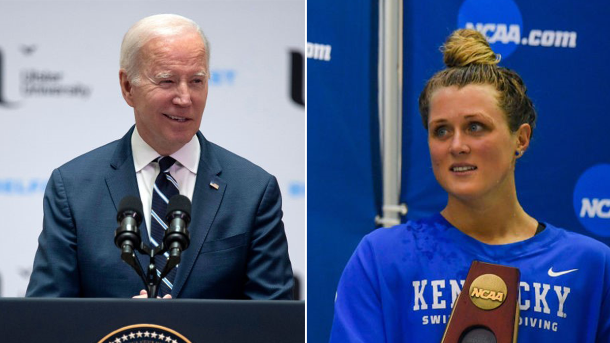 President Biden and former Kentucky swimmer Riley Gaines