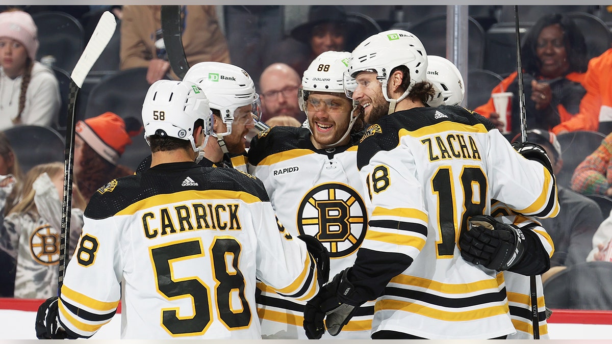 David Pastrnak celebrates goal