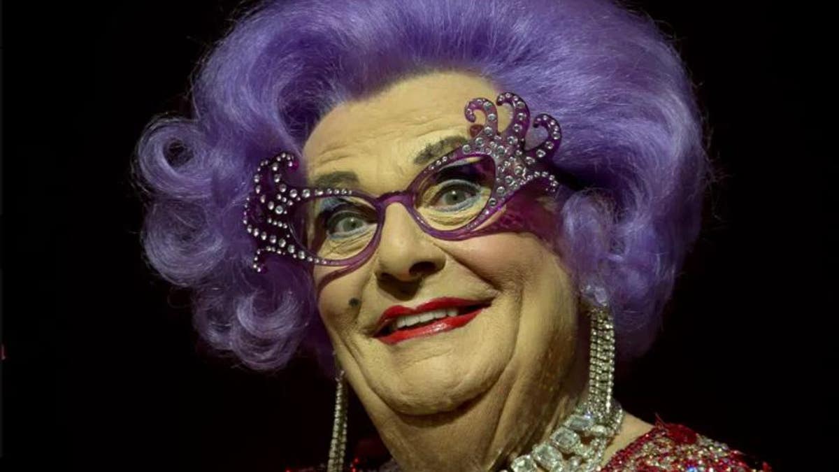 Barry Humphries performs stage Dame Edna
