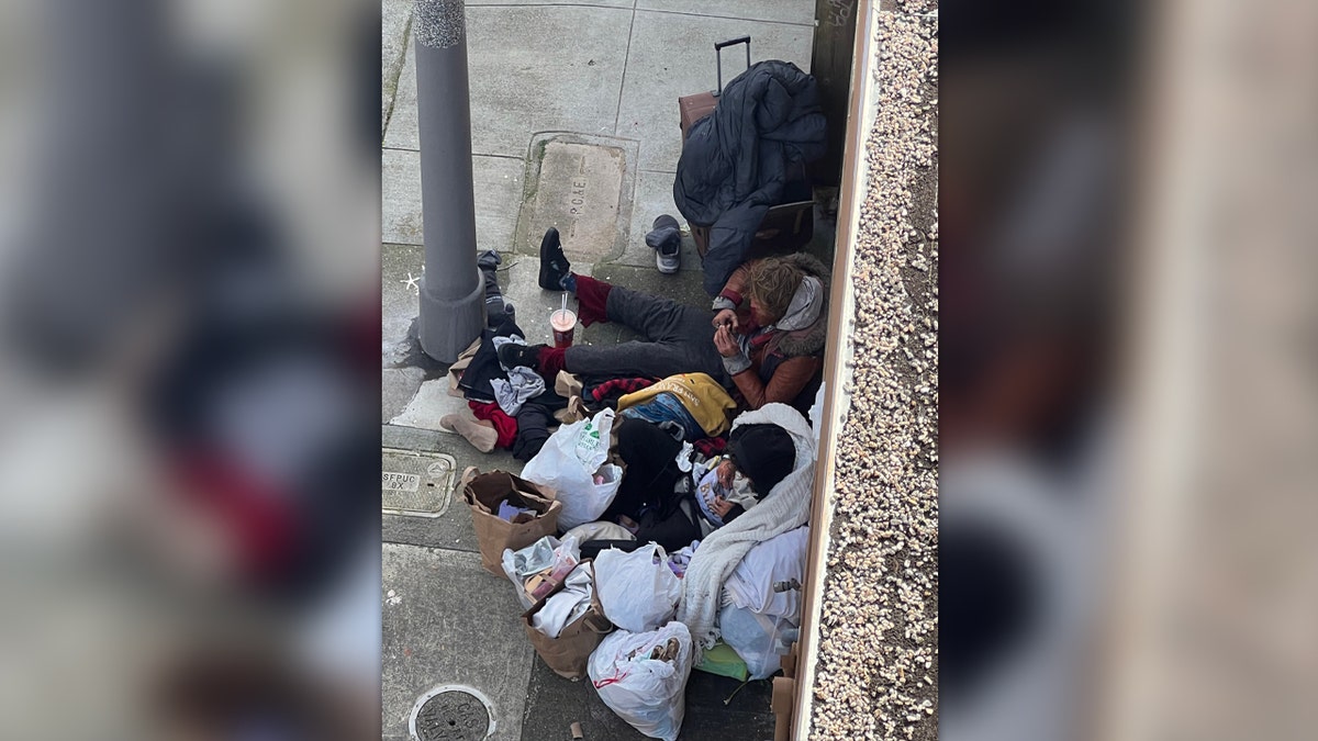 Homeless encampment on San Francisco sidewalk