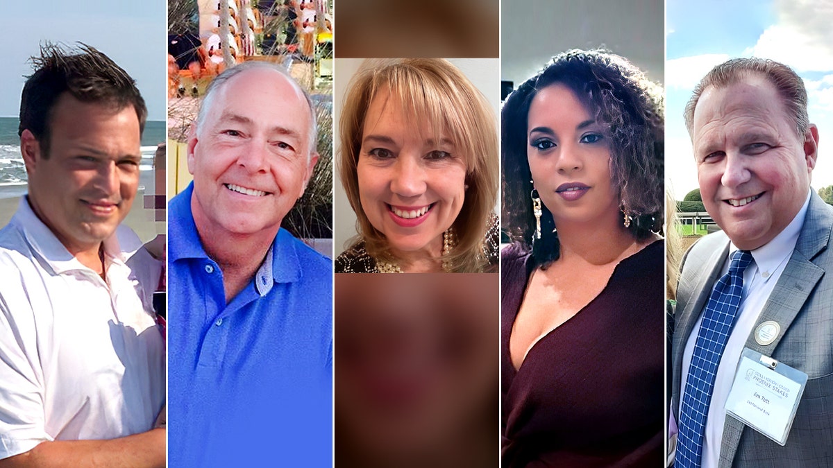 Five-way photo split of the five Louisville victims.