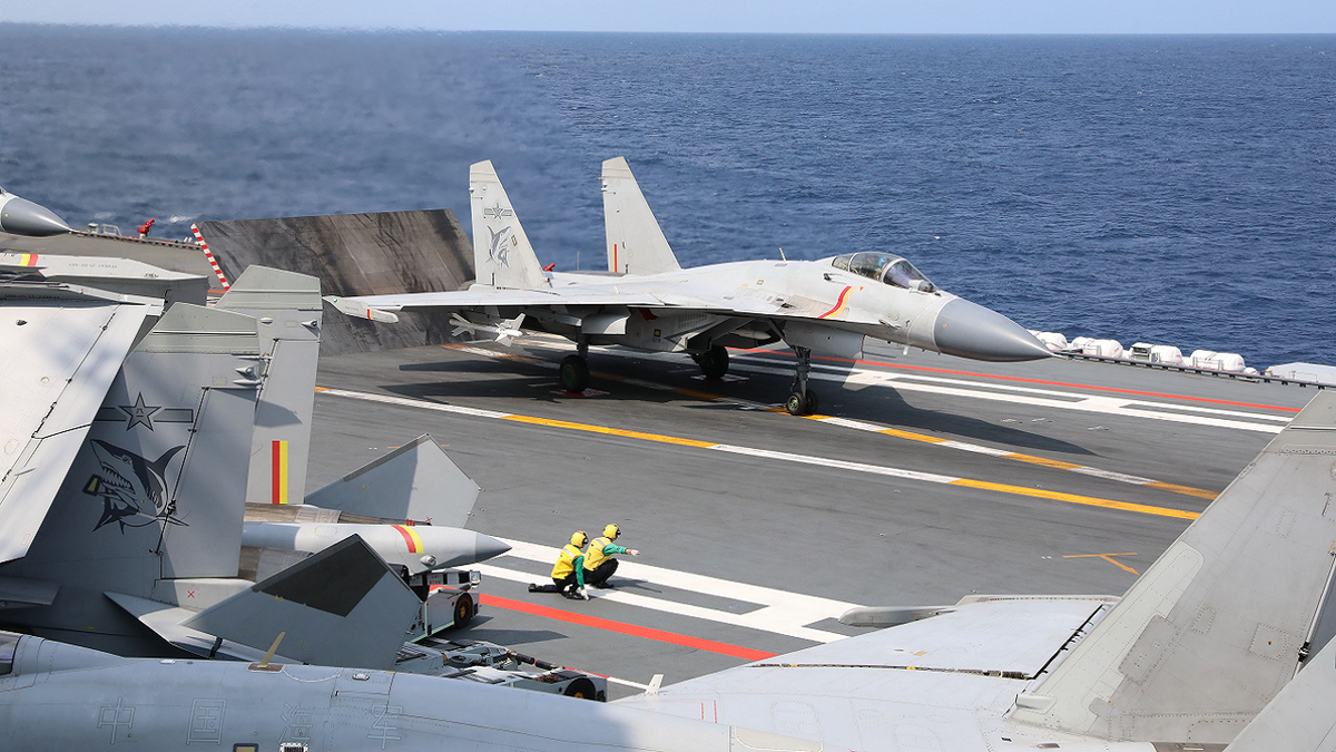 Chinese military plane on aircraft carrier