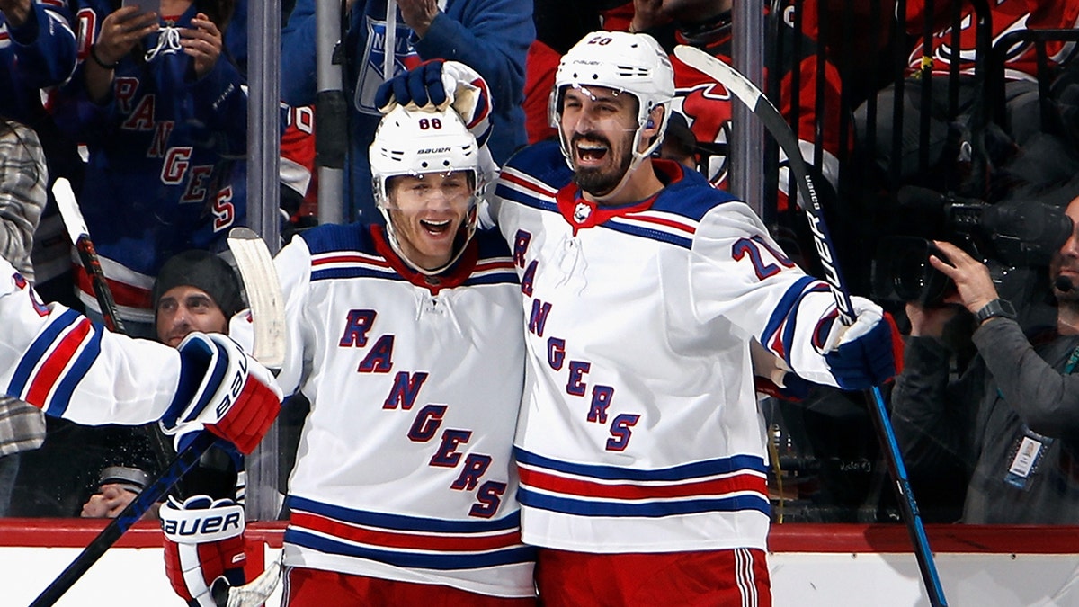 Patrick Kane of the New York Rangers celebrates with Igor Shesterkin  News Photo - Getty Images