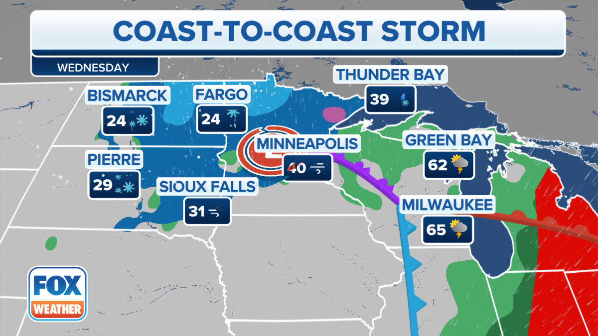 Wednesday northern Plains Midwest forecast