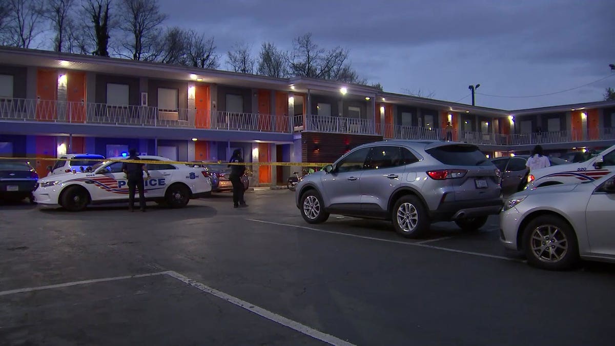 Police units outside of a motel.