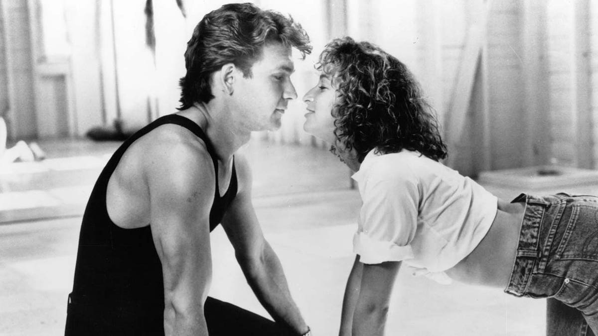 black and white scene from Dirty Dancing with Patrick Swayze and Jennifer Grey