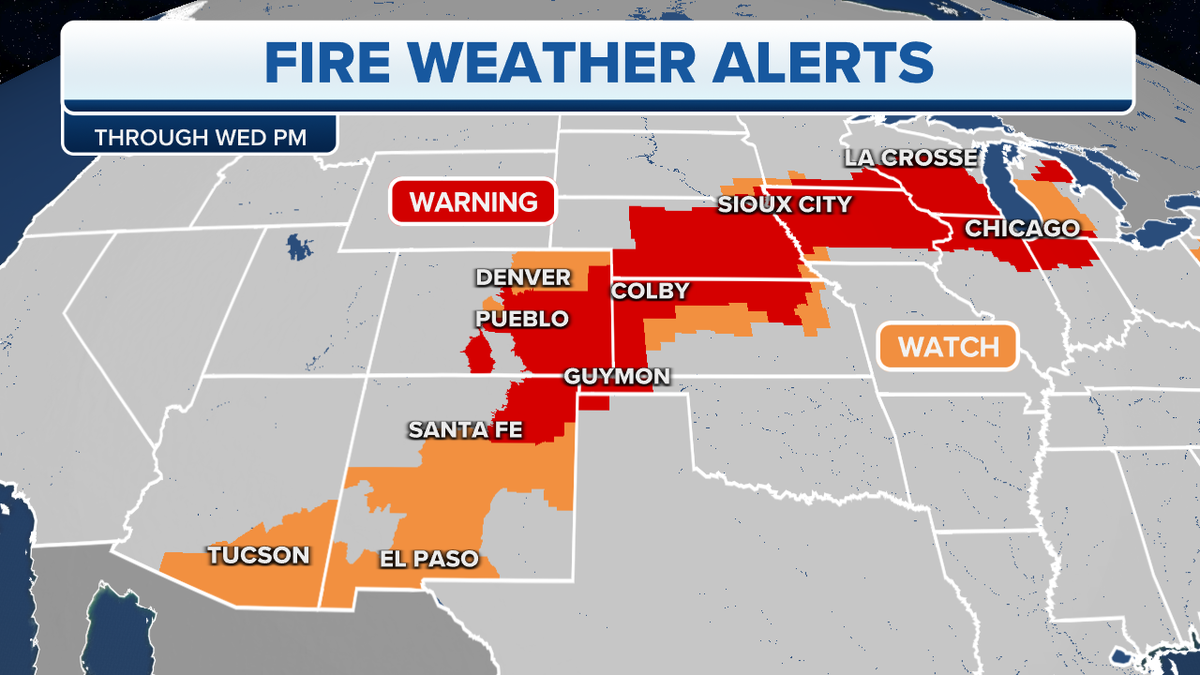 Fire weather alerts across the U.S.