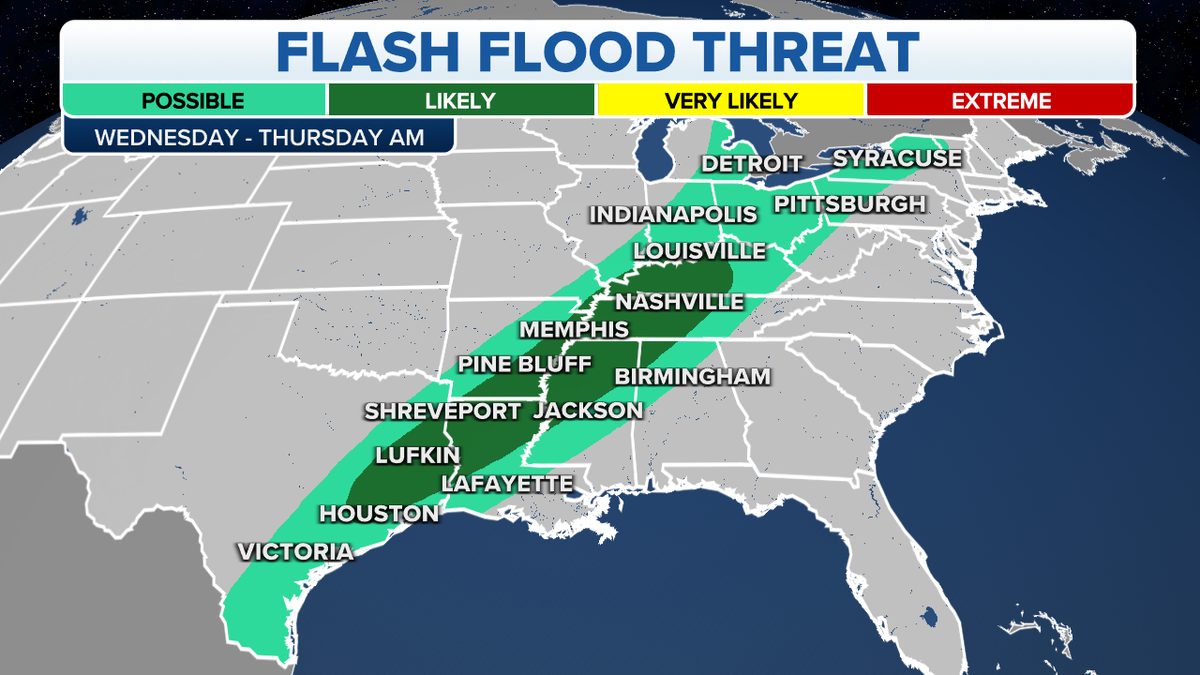 A map of flash flood threats in the U.S.
