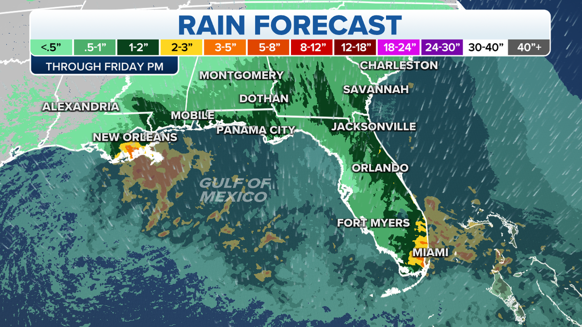 Rain in the Southeast through Friday