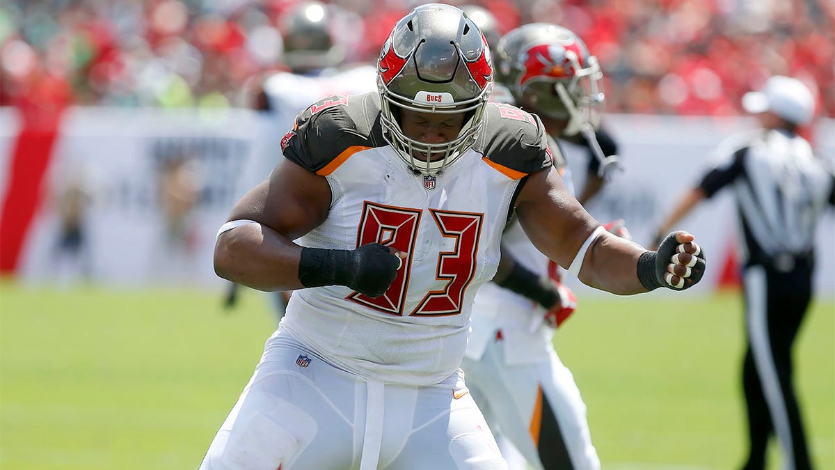 Gerald McCoy reacts during a game against the Jaguars