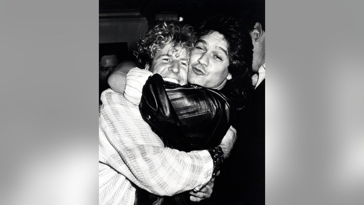 Sammy Hagar hugging Eddie Van Halen