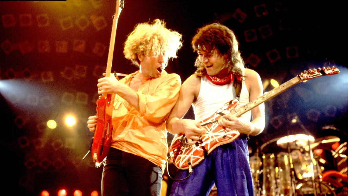 Sammy Hagar and Eddie Van Halen perform on stage