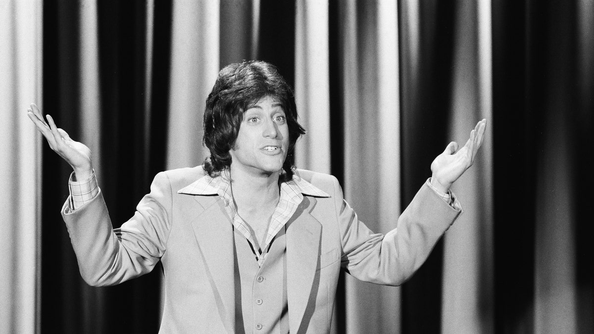 black and white photo of Richard Lewis performing on The Tonight Show with Johnny Carson