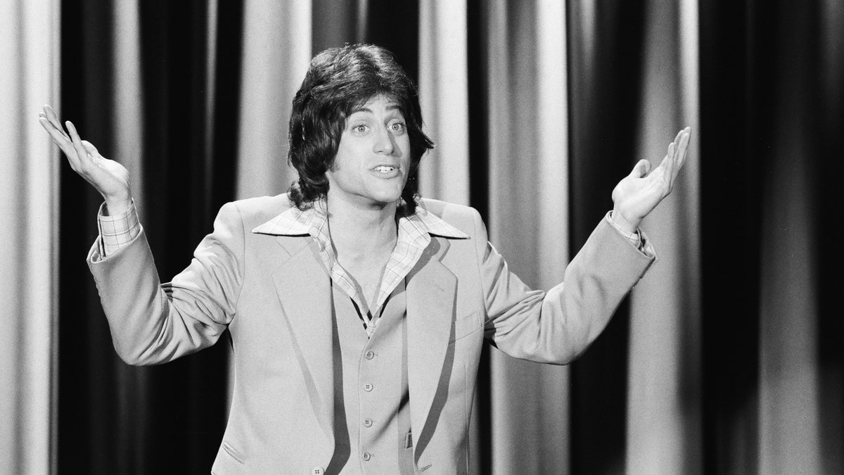 black and white photo of Richard Lewis performing on The Tonight Show with Johnny Carson